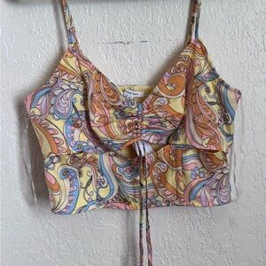 American Eagle Outfitters Purple Orange Tie Front Crop Camisole